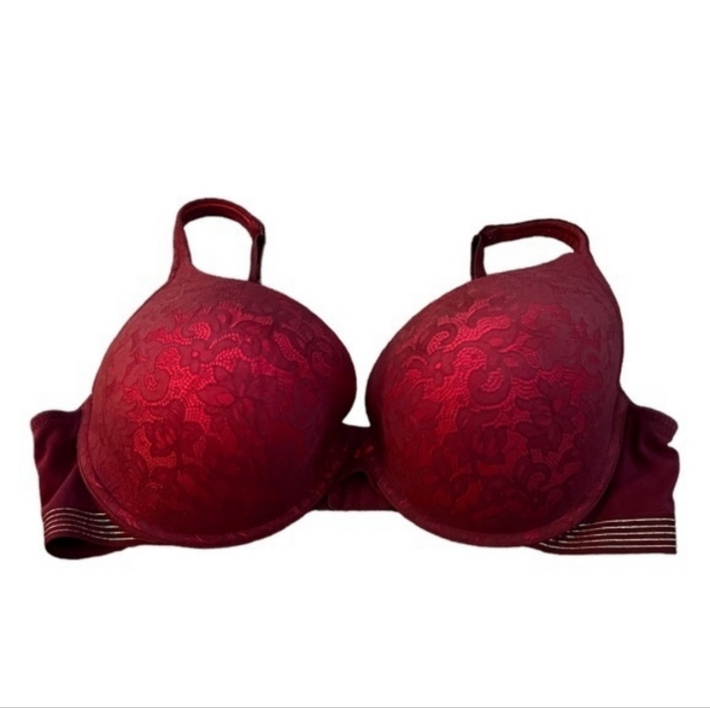 Cacique Women's Boost Plunge Padded Underwire Bra Maroon Size 46DD